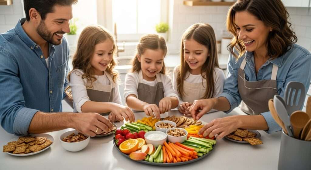 healthy snacking, family kitchen, fresh snacks