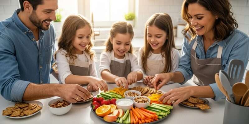 healthy snacking, family kitchen, fresh snacks