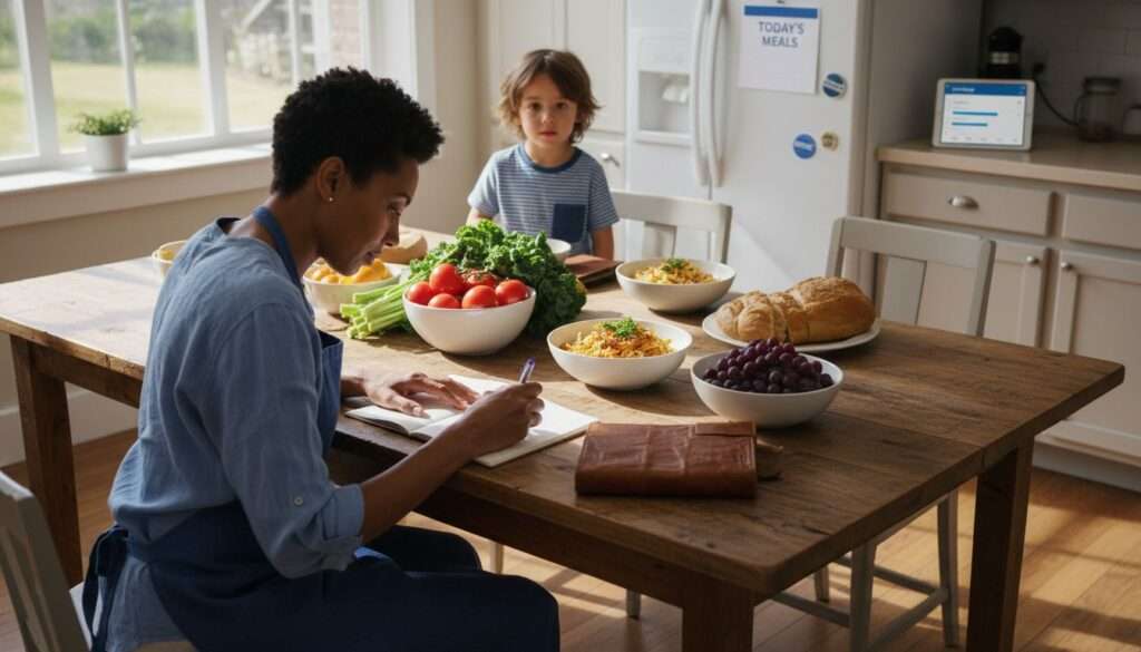 Person tracking meals in a kitchen