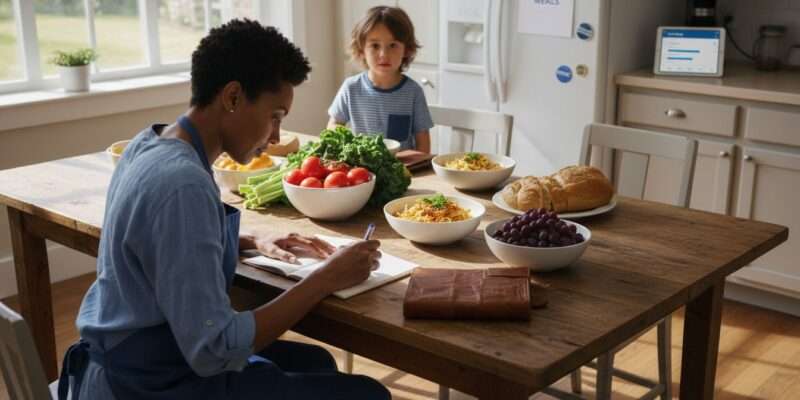 Person tracking meals in a kitchen