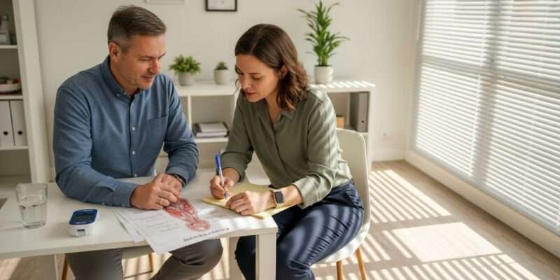 Nutritionist discussing weight management with patient