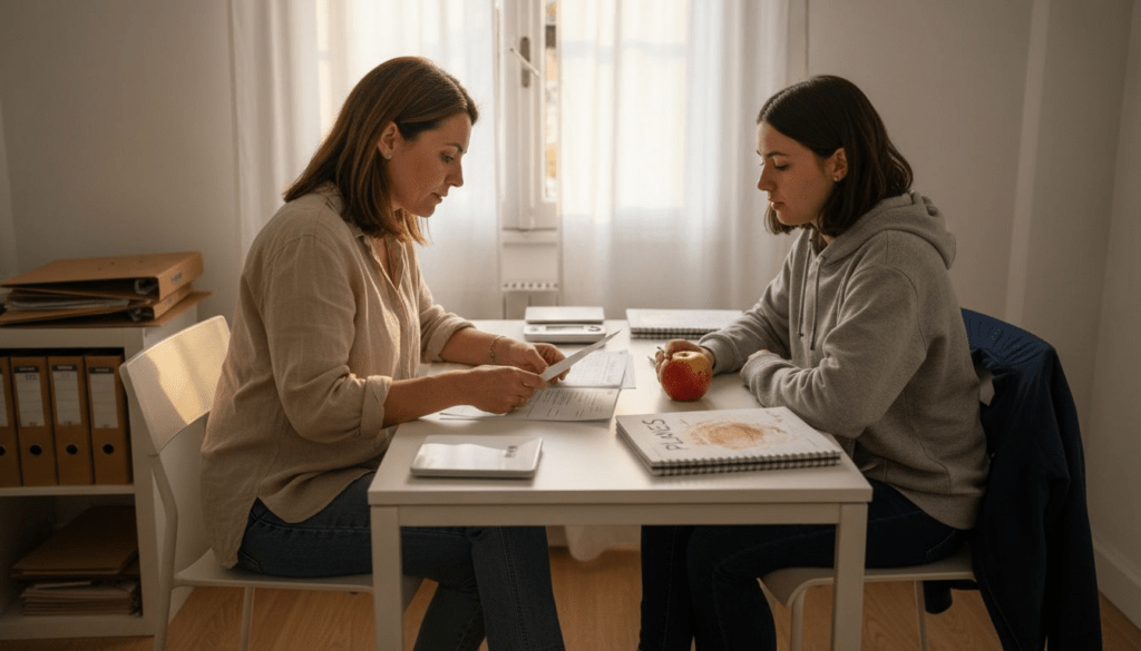 Consulta entre nutricionista y paciente para ajustar juntos el menú semanal