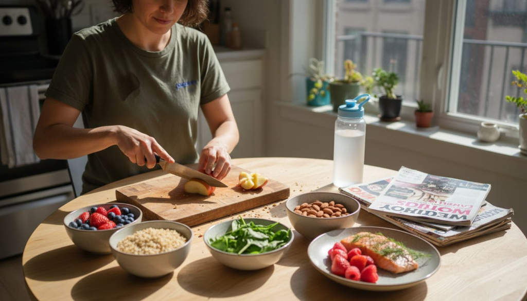 Adult preparing healthy foods for natural energy