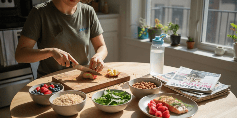 Adult preparing healthy foods for natural energy