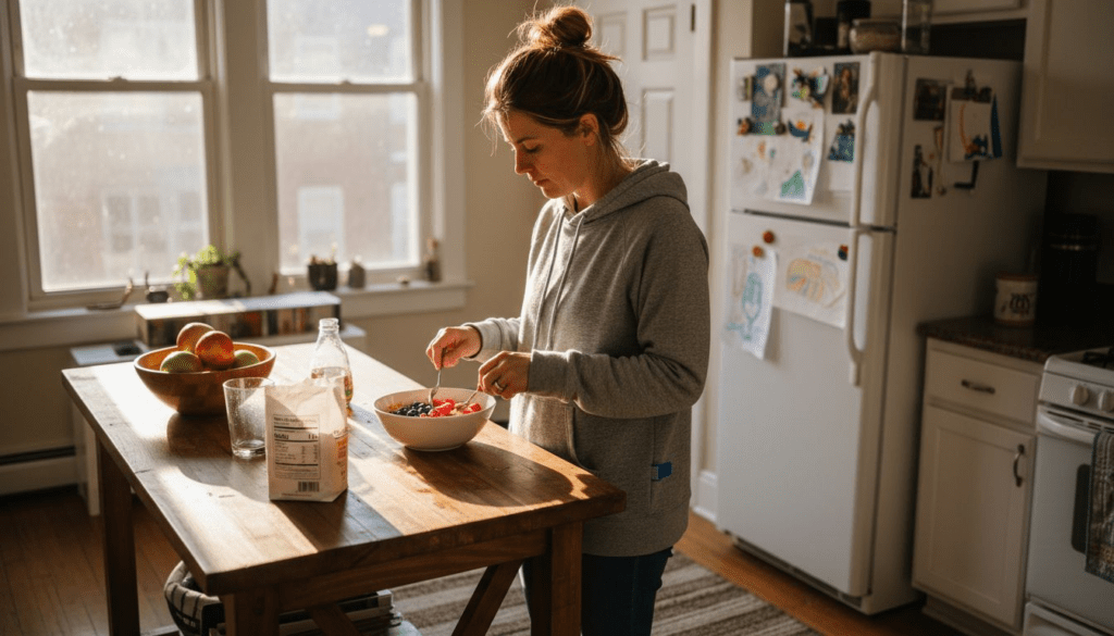 Woman preparing healthy sugar-free breakfast