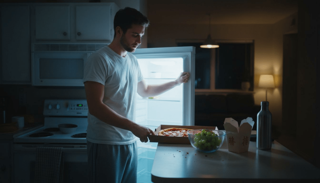 Man opening fridge for late night snack