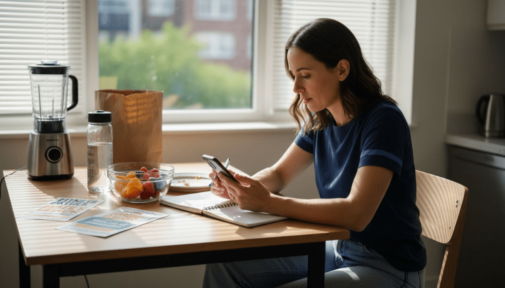 Woman comparing weight loss app alternatives