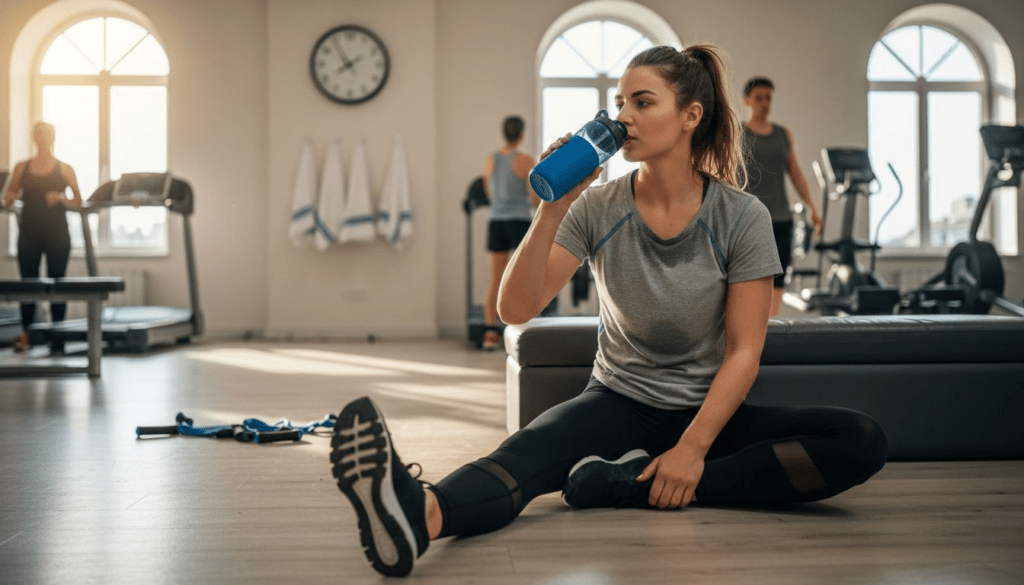 Woman stretching and relaxing after workout