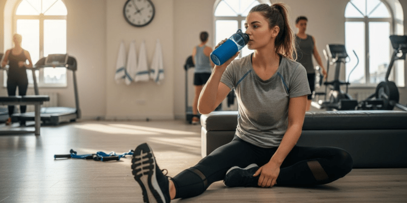 Woman stretching and relaxing after workout